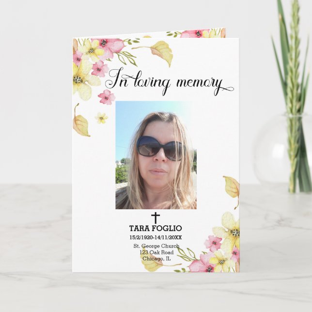 Blommigtens begravningsprogram program (Framsida)