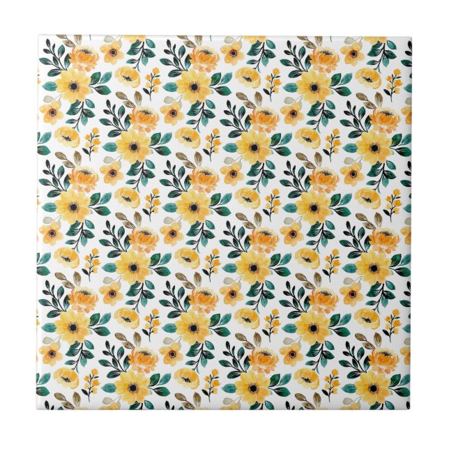 Blommigtens blommar (4,25 x 4,25) daisy med liten  kakelplatta (Framsidan)
