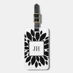 Blommigtens blommiga, svartvit Söt i Monogram Bagagebricka