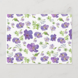 blommigtens botaniska sommarbakgrund i lilac vatte vykort