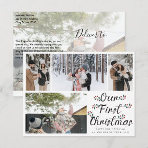Blommigtens Chic Vår första jul 4 fotokollage Vykort