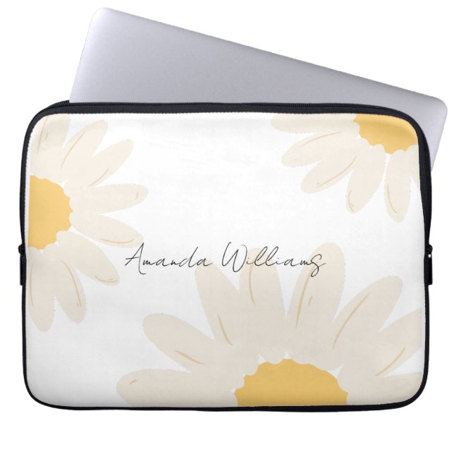Blommigtens Daisy Modern Minimalistisk vit Laptop  Fodral (Framsidan)
