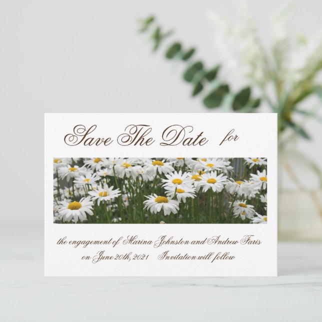 Blommigtens daisy spara datuminbjudan datumet (Stående Fram)