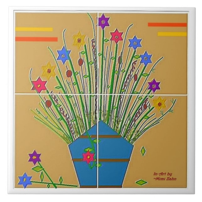 "Blommigtens dekorfärg" 6x6 keramiskt plattor Kakelplatta (Framsidan)