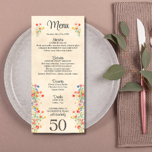 Blommigtens elegant 50-årsblomma 50 år meny