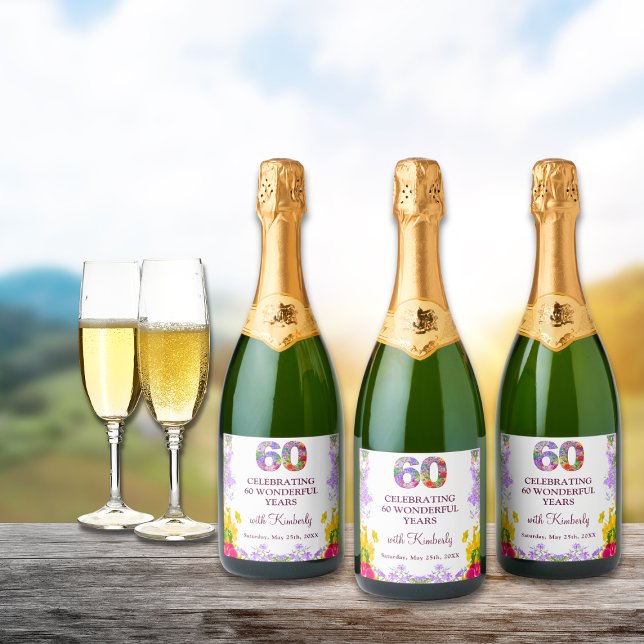 Blommigtens elegant 60-årsdag flaska blomma 60 år (Skapare uppladdad)