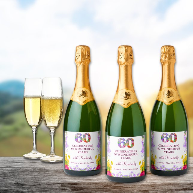 Blommigtens elegant 60-årsdag flaska blomma 60 år (Skapare uppladdad)