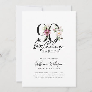 Blommigtens Elegant 90:e födelsedag Inbjudningar