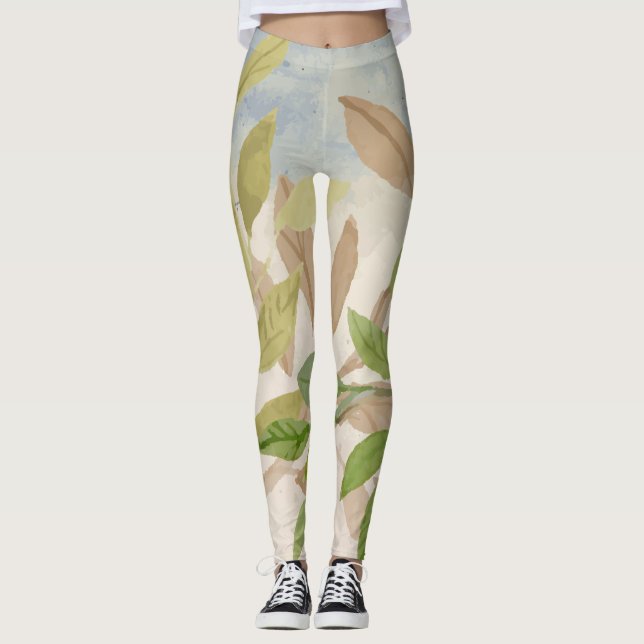 Blommigtens fantastiska vattenfärg leggings (Framsida)