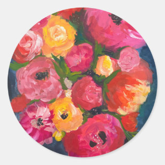 Blommigtens fästmärke runt klistermärke