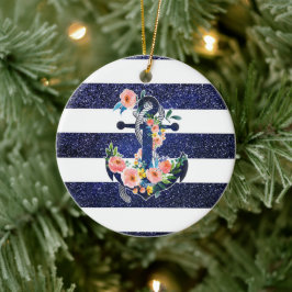 Blommigtens fästpunkt på strimlad bakgrund julgransprydnad keramik