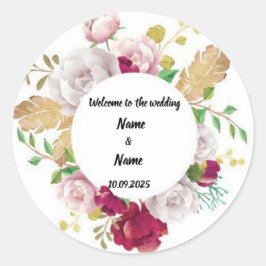 Blommigtens favoritklistermärken för bröllop runt klistermärke