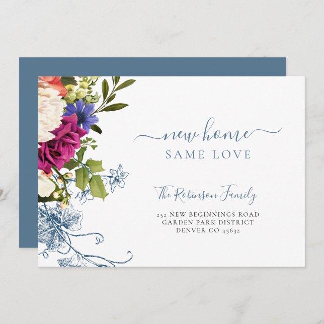 Blommigtens flytta för botaniskt elegant meddelande (Fram/baksida)