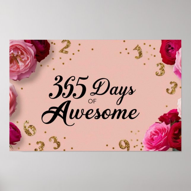 Blommigtens födelsedagsräknare poster rosa (Framsidan)