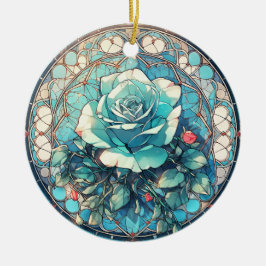 Blommigtens fotominnesbild julgransprydnad keramik