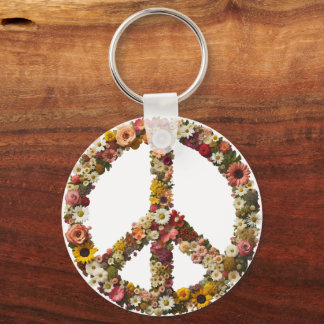 Blommigtens fredssymbol med brant blommor nyckelring