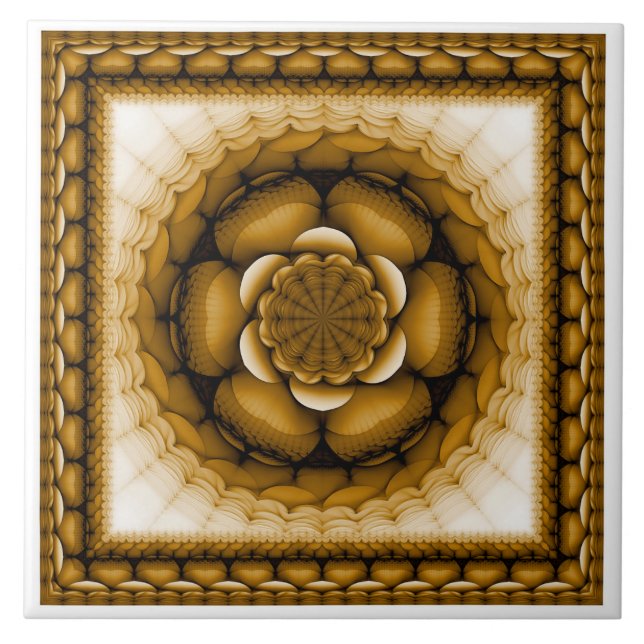 Blommigtens geometriska ornament kakelplatta (Framsidan)