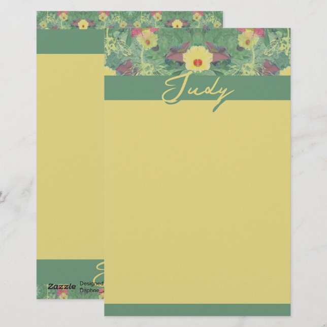 Blommigtens Grönt Brevpapper (Fram/baksida)