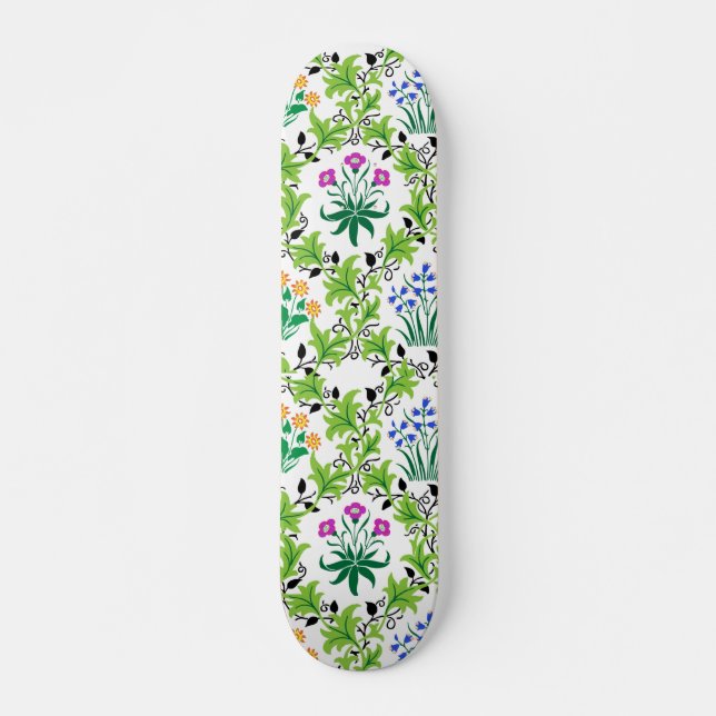 Blommigtens Grönt, Mönster-15232 Mini Skateboard Bräda 18,5 Cm (Framsida)