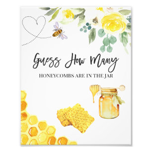 Blommigtens Gult gissar hur många Honeycomb-tecken Fototryck