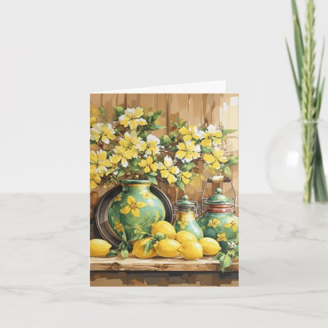 Blommigtens Gult Lemon Blank Anteckningskort (Framsida)