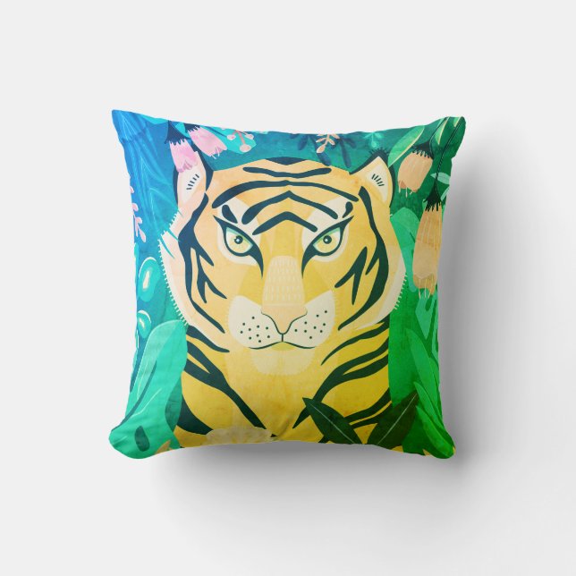 Blommigtens Gult Tiger Pillow Kudde (Framsida)