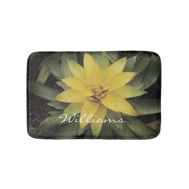Blommigtens halkbad med söt gult blomma badrumsmatta (Framsidan)