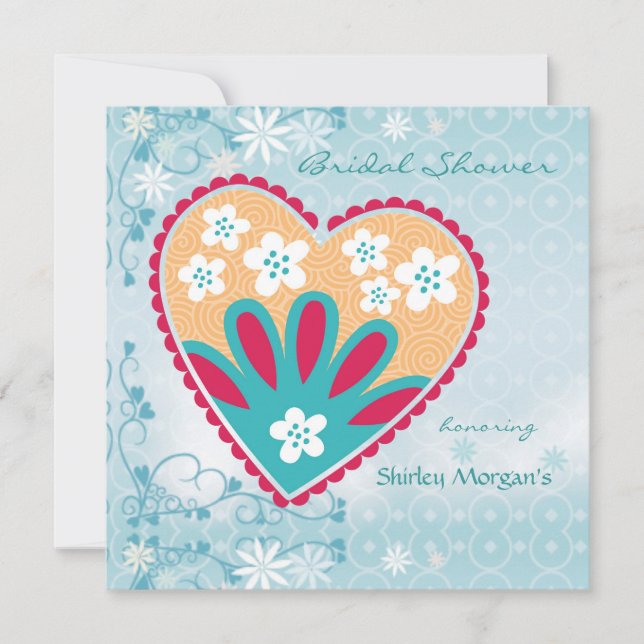 Blommigtens hjärta Inbjudningskort för möhippan (Framsida)