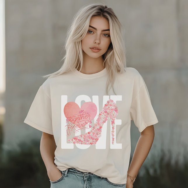 Blommigtens högklackar, hjärtdesign, tillsammans f t shirt (Skapare uppladdad)