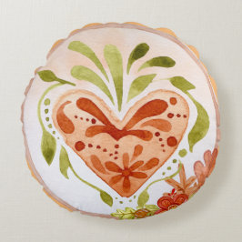 Blommigtens hösthjärta rund kudde