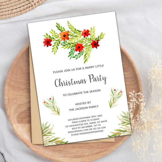 Blommigtens julinbjudan inbjudningar (Floral Christmas Invitations)