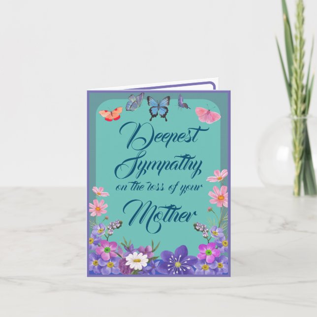 Blommigtens kondoleansmeddelandekort för förlust a tack kort (Framsida)