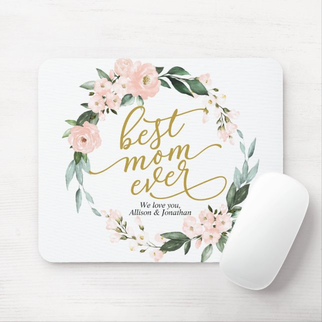  Blommigtens krans bästa Mamma någonsin Mors dag Musmatta (Med mus)