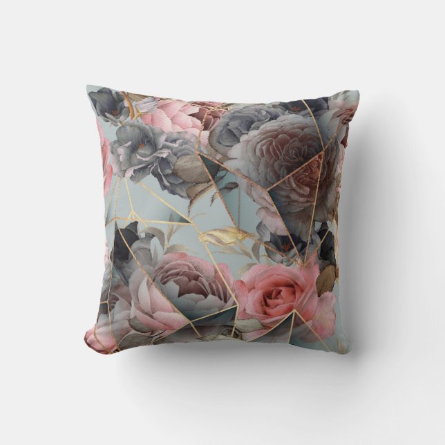 Blommigtens kristallgeometri, vattenfärgsljusbakgr kudde (Framsida)