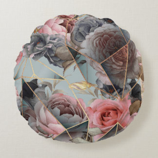 Blommigtens kristallgeometri, vattenfärgsljusbakgr rund kudde