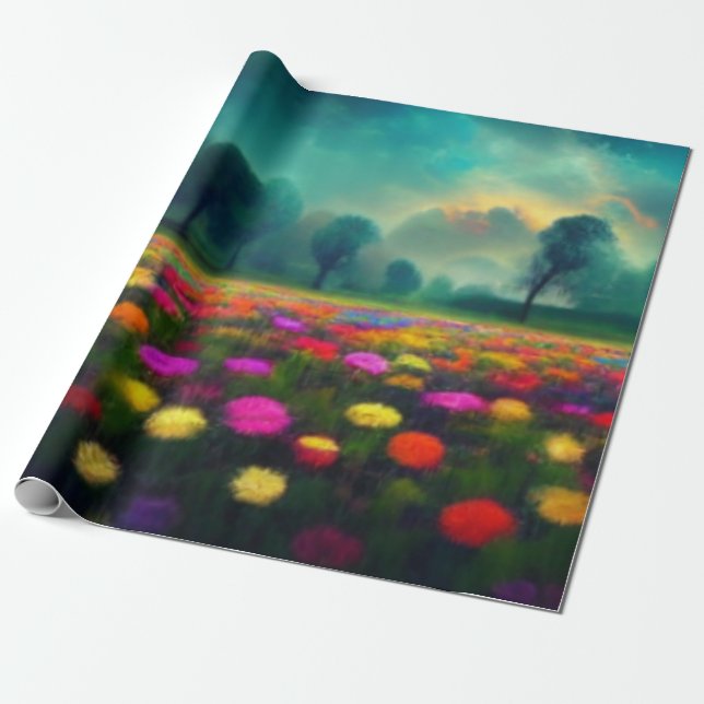Blommigtens levande färg mönster-omformning Papper Presentpapper (Utrullad)