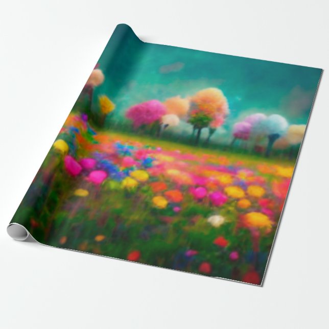 Blommigtens levande färg mönster-omformning Papper Presentpapper (Utrullad)