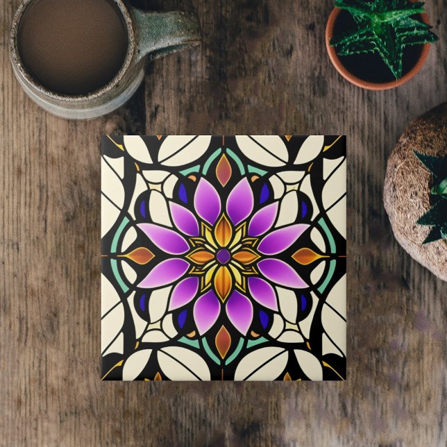Blommigtens Lila Glasruta Kakelplatta (Skapare uppladdad)