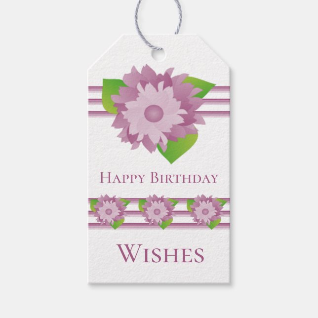Blommigtens Lila och Mauve Papper Presentetikett (Framsidan)