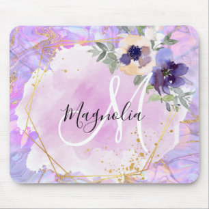Blommigtens Lila, Rosa och Guld Regnbåge Marble Mo Musmatta