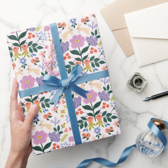 Blommigtens ljusa rosa bakgrund presentpapper (Gifting)