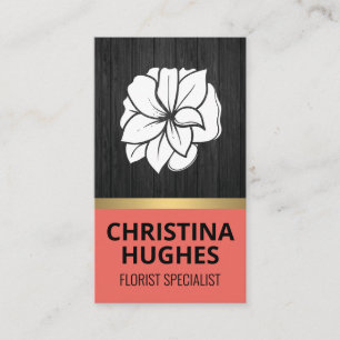Blommigtens Logotyp   Bakgrund av trä Visitkort