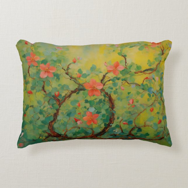 Blommigtens lugn hemma hos oss prydnadskudde (Framsidan)