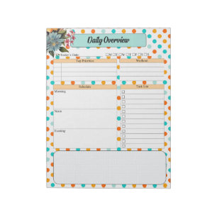Blommigtens Orange i blått Polka dots _ Daglig öve Anteckningsblock
