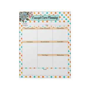 Blommigtens Orange i Blue _ Concept Care Planering Anteckningsblock