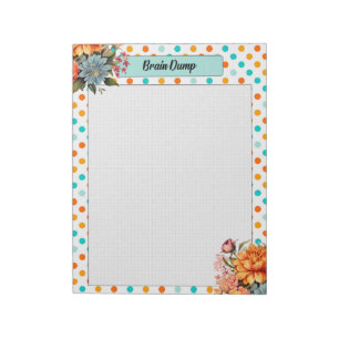 Blommigtens Orange i Blue Polka dots _ Brain Dump Anteckningsblock