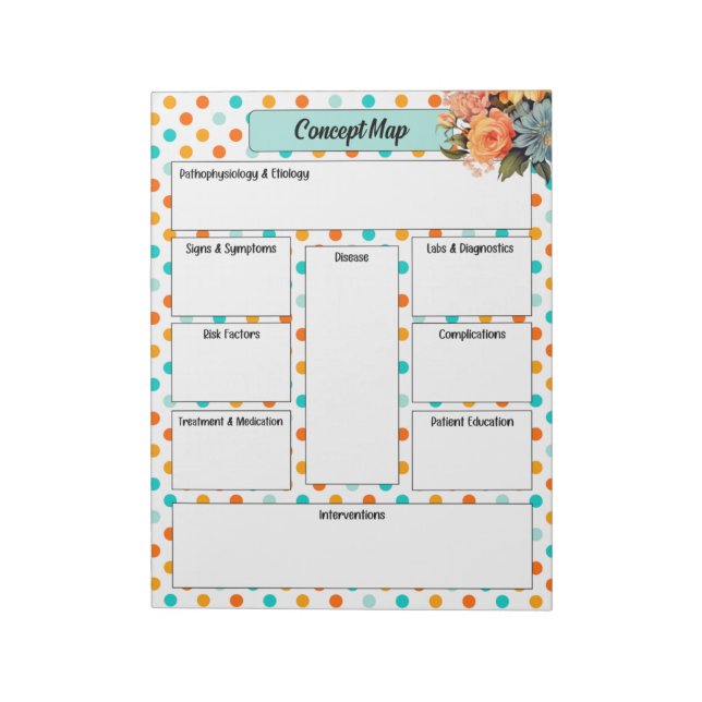 Blommigtens Orange i Blue Polka dots _ Concept Kar Anteckningsblock (Roterad)