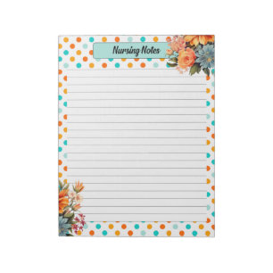 Blommigtens Orange i Blue Polka dots _ Vårningsant Anteckningsblock