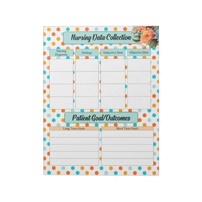 Blommigtens Orange n Blue _ Uppgiftsinsamling Anteckningsblock (Roterad)