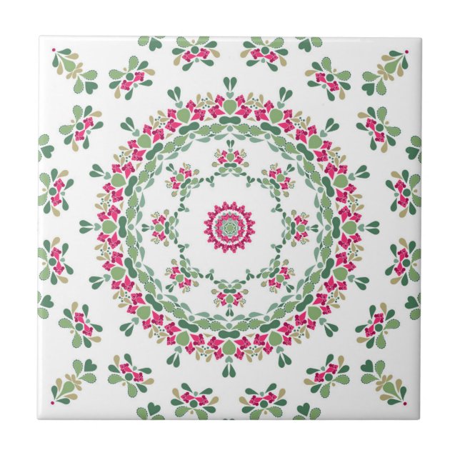 Blommigtens ornament kakelplatta (Framsidan)